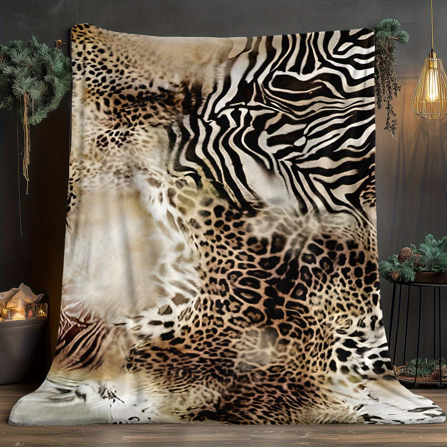 

Leopard Zebra Print Flannel Throw Blanket, Soft Fleece Blanket for Couch Office, All Season Outdoor Camping Picnic Travel Gift 100x150cm