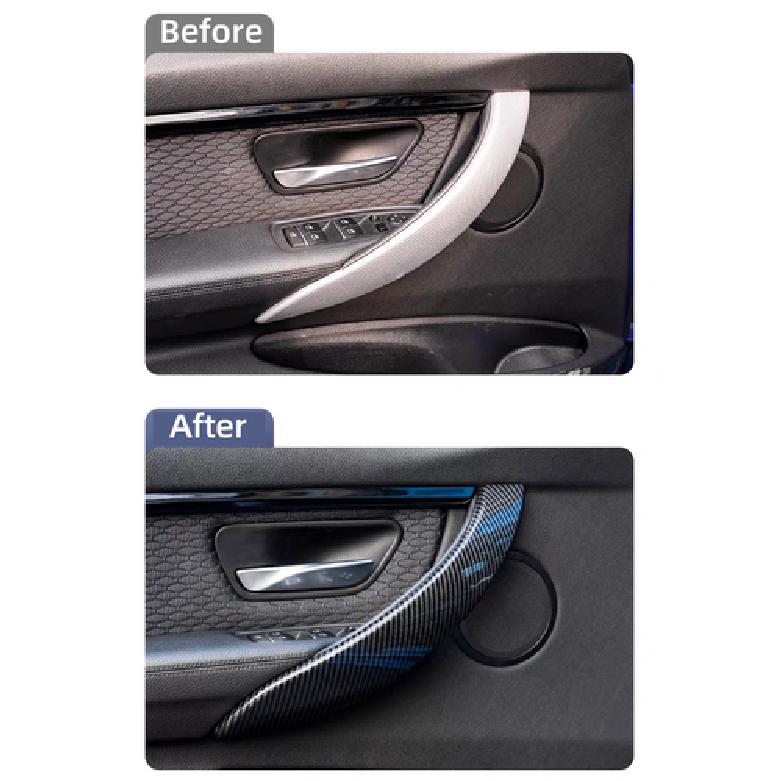 2x Carbon Fiber For BMW 3 Series F30 F34 Car Inner Door Handle Sleeve Cover Trim