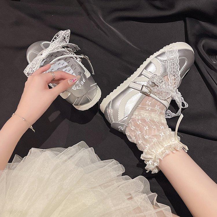 Cat and sofa/Mary Jane Black Women's Shoes New Summer Hollow Design Versatile Shallow Mouth Single Shoes Ballet Shoes