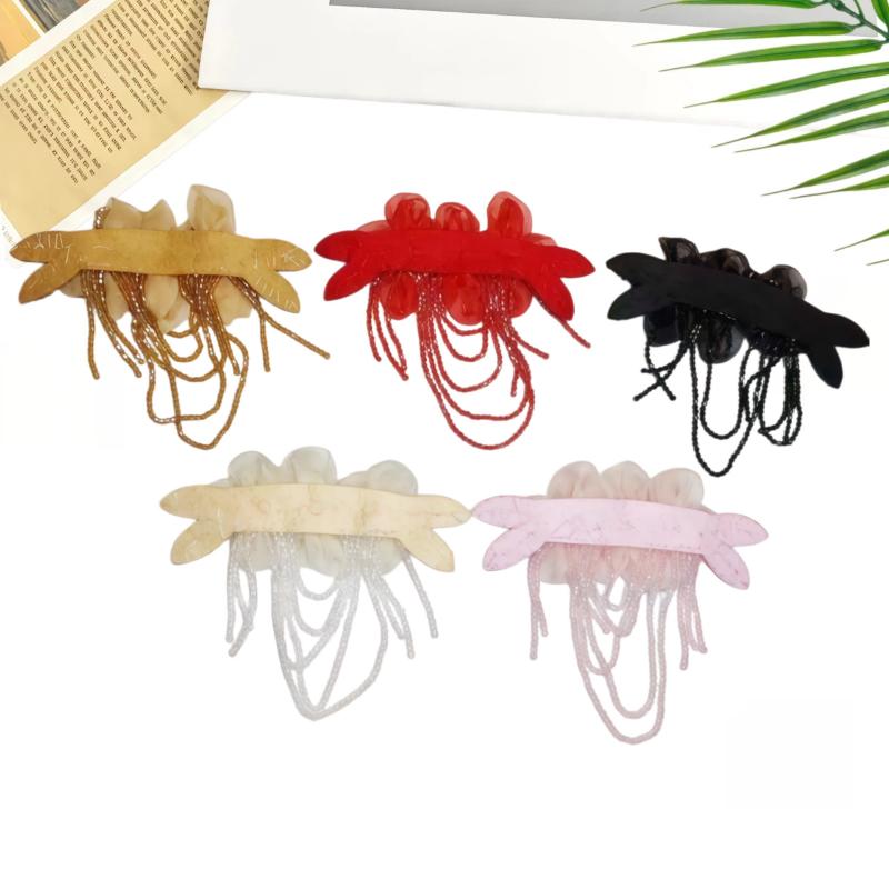 Fashion Beaded Detachable Tassel Flower Patch DIY Sewing Applique for Clothes Shoe Bag Craft Decor 1Pcs