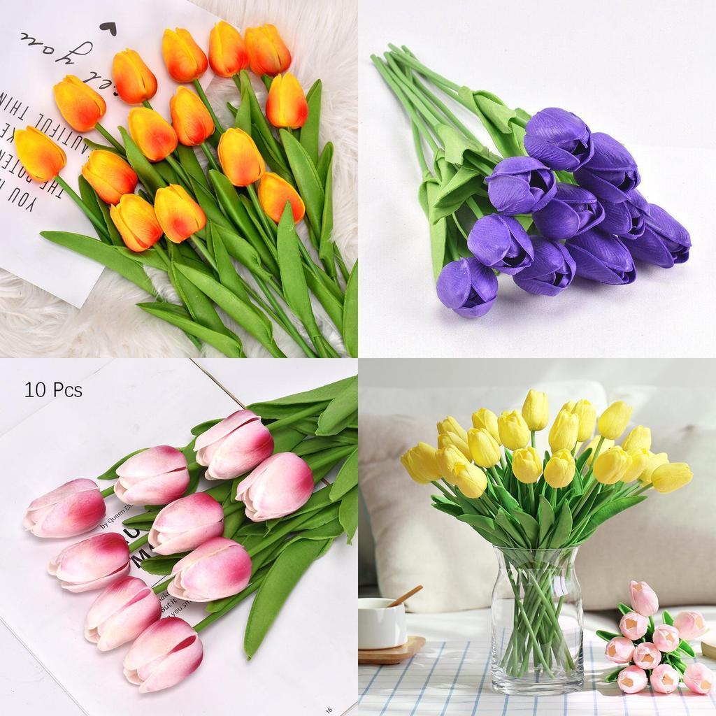 Exquisite No Color Fading Artificial Tulip Flowers For Cafe And Bookstore Decorations