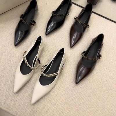 French Small Fragrant Style Low Heel Pointed Single Shoes Women's 2024 Spring and Autumn New Late Evening Breeze Gentle Shoes Mary Jane Women's Shoes