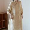 Ladies Chinese Style Dress Spring Long-sleeved Solid Color Loose Simple Dress