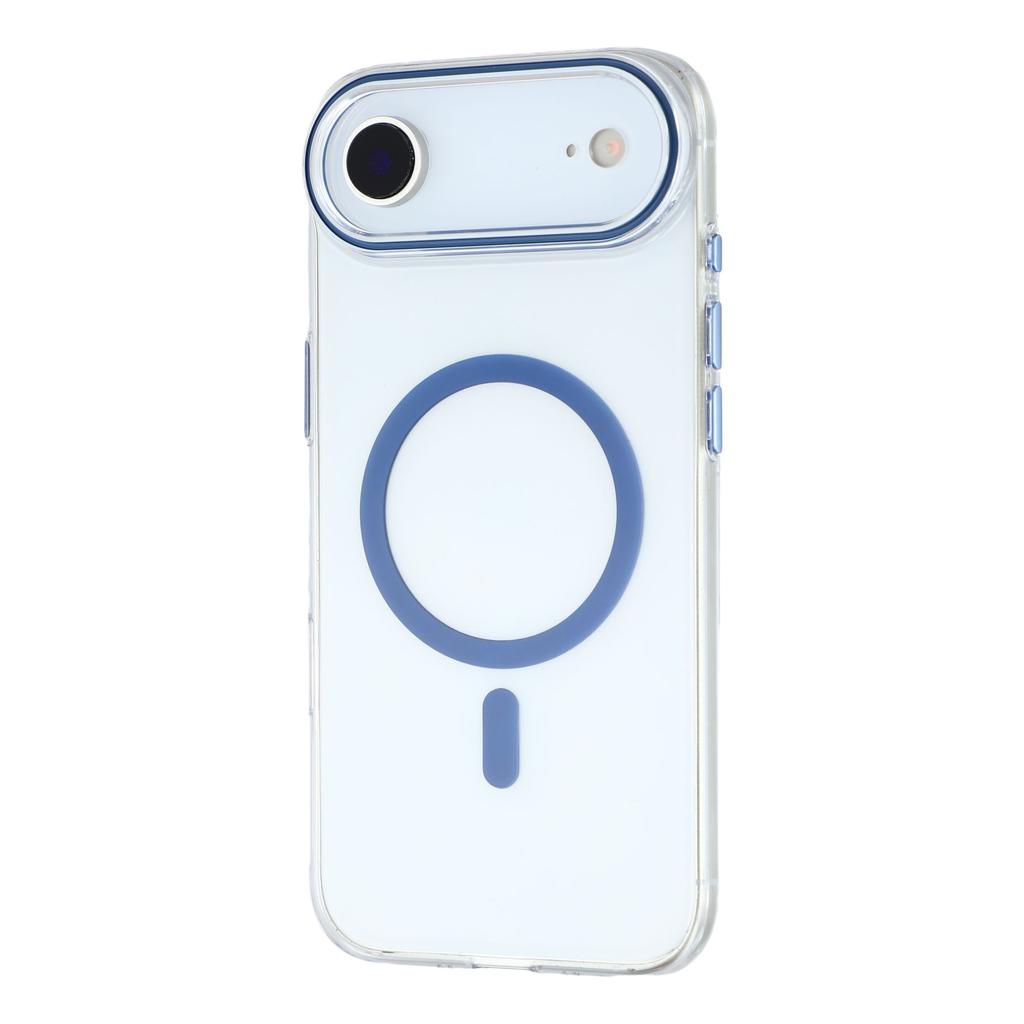 For iPhone Air Magnetic Case Clear PC Phone Back Cover with Metal Buttons