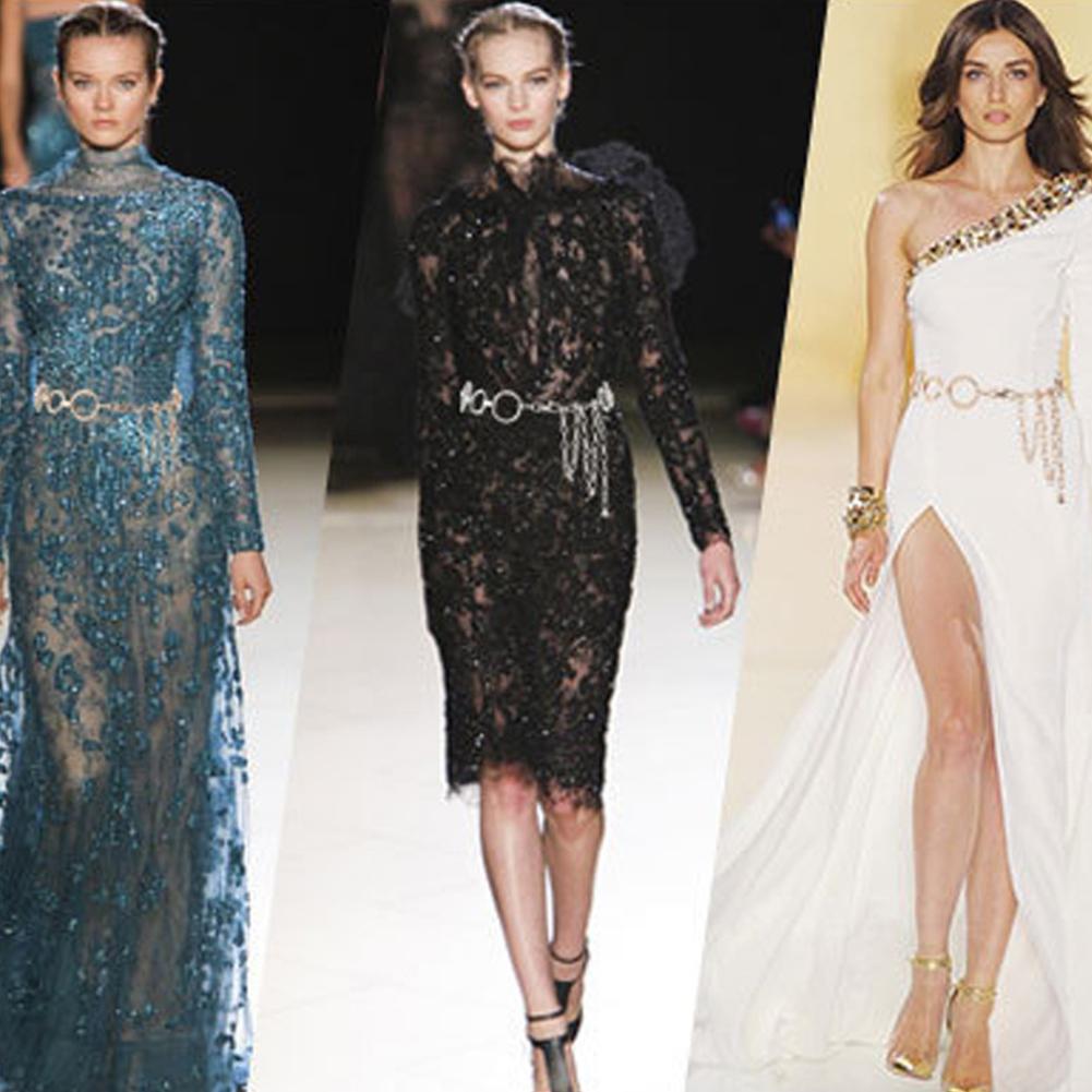 Female Retro Waist Chain Round Circle Tassel Alloy Decorative Waist Belt