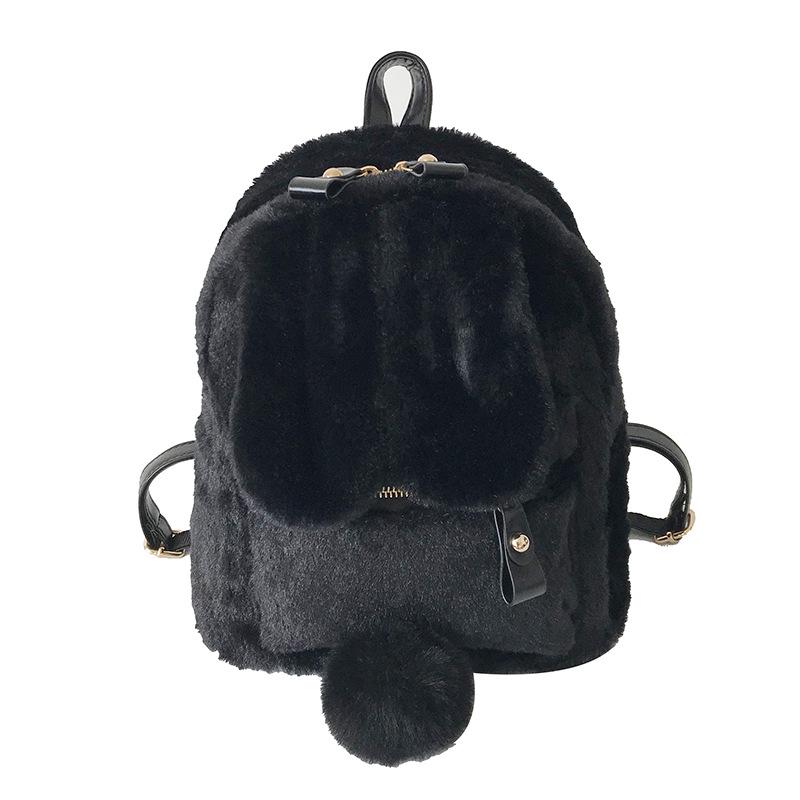 Double-shoulder Bag with Plush Rabbit Ears, Pink, Super Cute and Adorable Schoolbag for Young Girls, Harajuku Style
