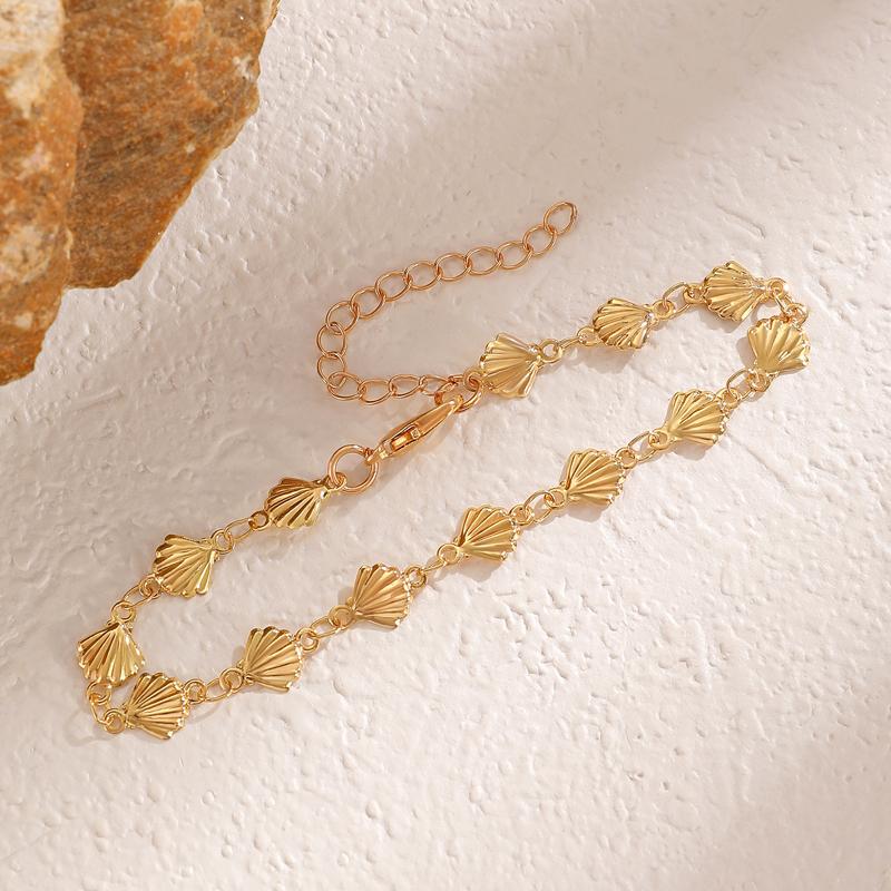 Vintage Fashion Metal Shell Beaded Bracelet for Women Minimalism Metal Geometric Temperament Hand Chain Marine Life Jewelry Gift