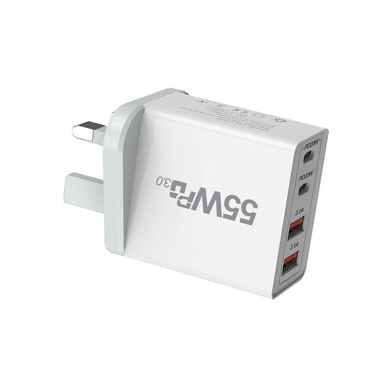 4 Port USB Charger Total 55W Type C Fast Charge Mobile Phone Adapter For iPhone Samsung Xiaomi Huawei Quick Charge Wall Charger