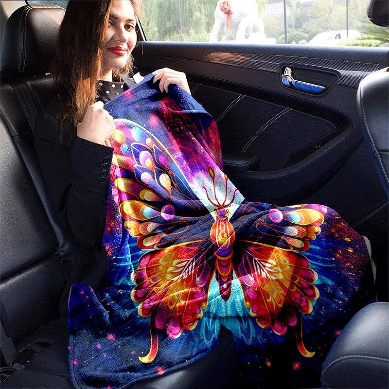 1pc Butterfly Printing Lightweight Flannel Blanket, Comfortable and Warm Blanket, for Camping Sofa Bed and Couch Office, in All Seasons