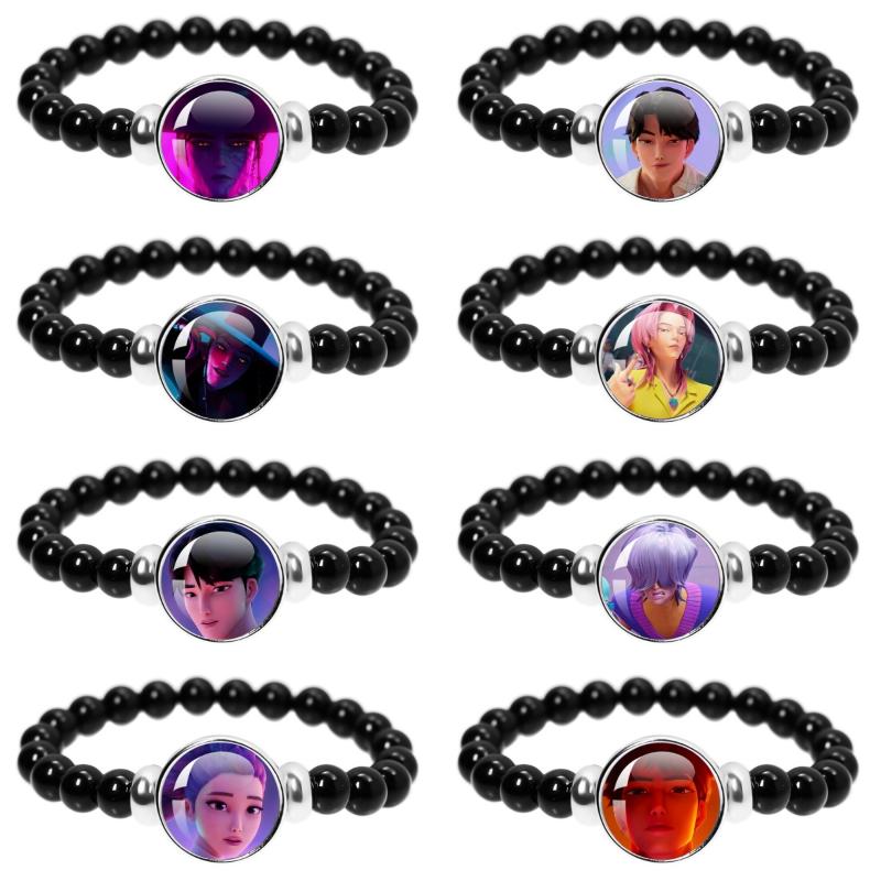 Kpop Demon Hunters Handmade Glass Beaded Bracelet Huntr-X Rumi Zoey Mira Bangles Unisex Jewelry Accessories Fans Gift