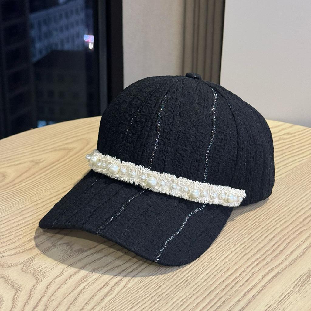 New Hat Women's Spring and Autumn Baseball Cap Fashion Pearl Cap Travel Leisure Versatile Sports Trend