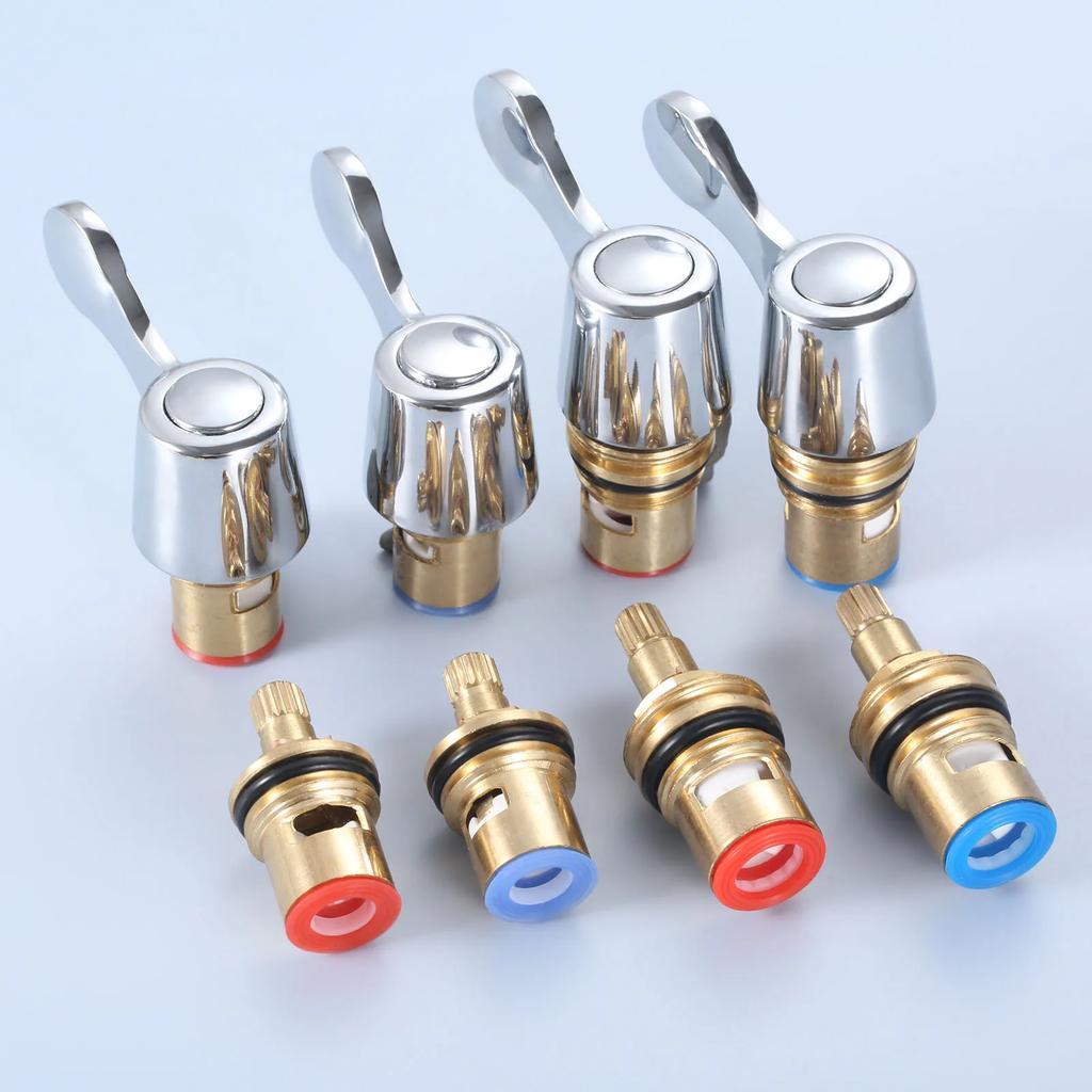 2 Sets Replacement Tap Handle Valve Core 43mm/53mm Manual Switch Faucet Cartridge Disc w/screw Brass Bathroom Faucet Accessory