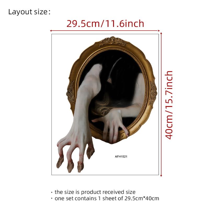 Spooky Mirror Hand Wall Sticker, Removable Self-Adhesive Pvc Wall Sticker, Suitable For Home, Office, Halloween.