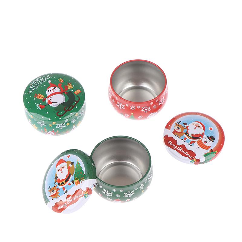 1Pcs Christmas Gift Box Metal Tin Candy Cookie Packaging Box Containers Kids New Year Gift Decor Xmas Party Supplies Navidad