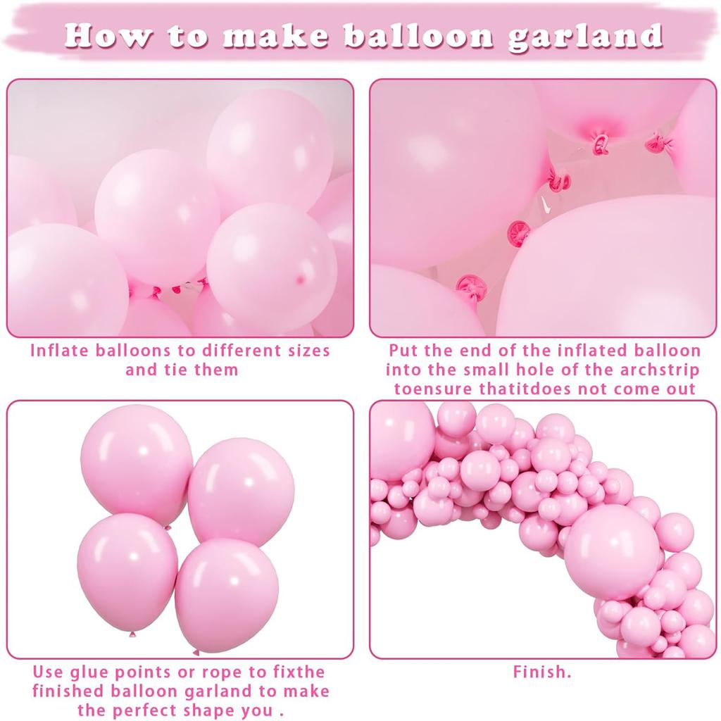 120Pcs pink latex balloon set suitable for birthday parties, weddings, Valentine's Day party decoration