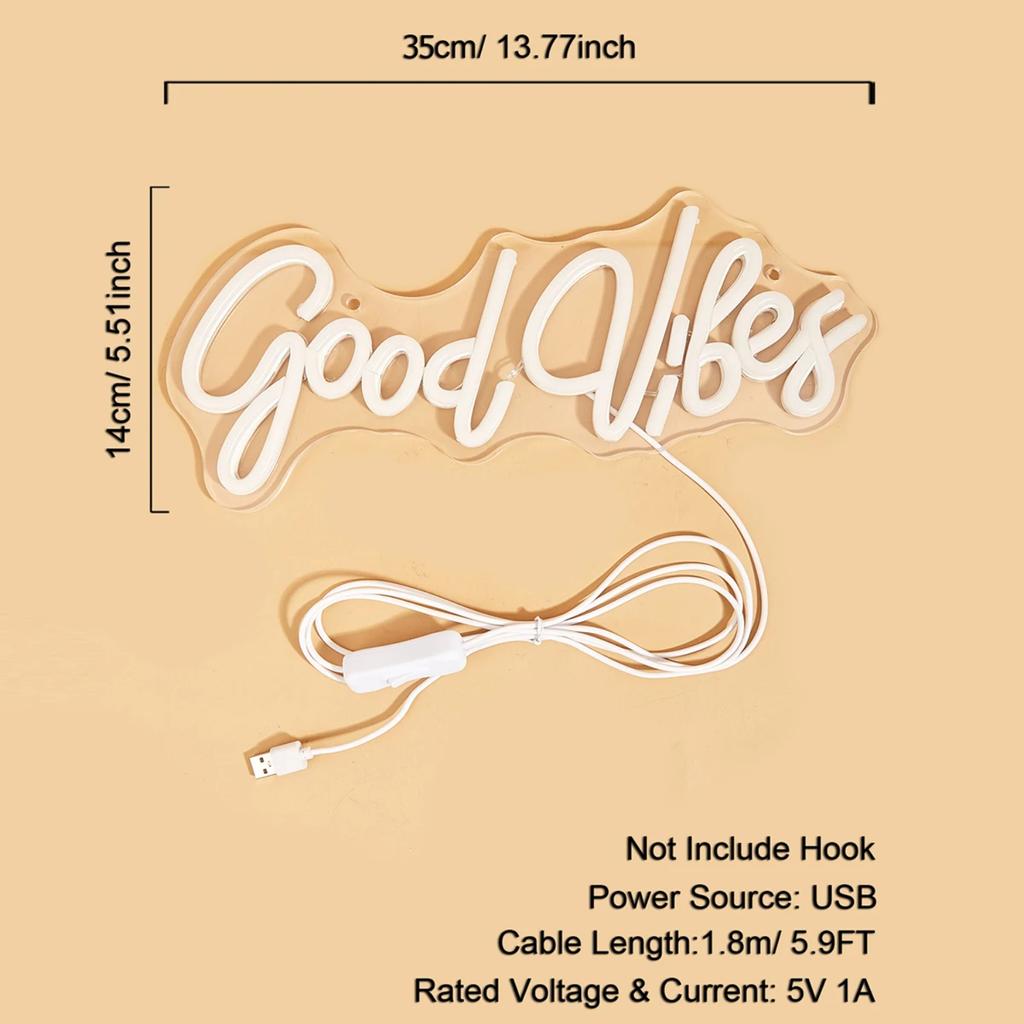 New Chi-buy LED Neon Goodvibes USB Powered Neon Signs Night Light 3D Wall Art & Game Room Bedroom Living Room Decor Lamp Signs