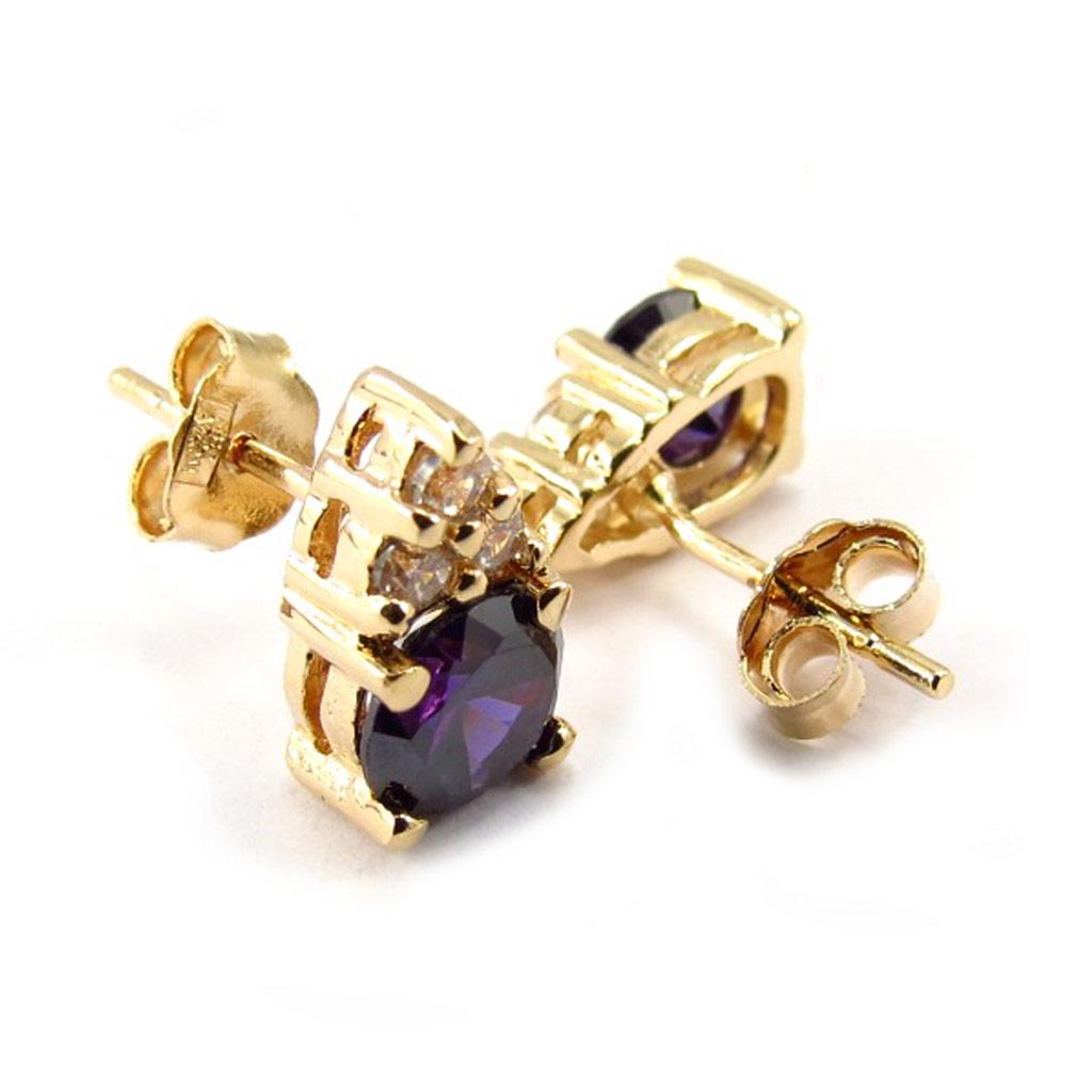 Les Trésors De Lily [K4754] - Gold Plated 'Celestina' Amethyst Earrings