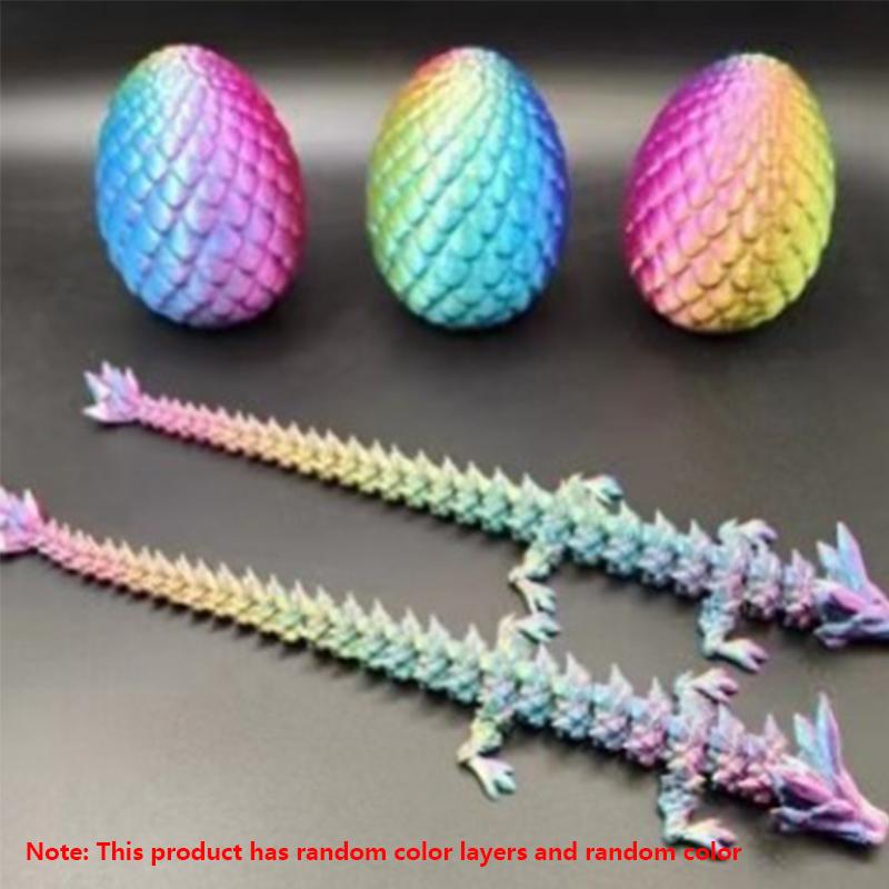 3D Printed Dragon Egg With Dragon Full Articulated Dragon Modle Movable Rotatable Articulated Desktop Ornament Kid Toy