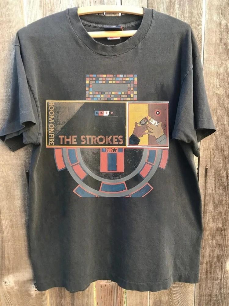 Футболка The Strokes Room On Fire 90-х Классический Стиль Угольный Унисекс Футболка S-5XL Унисекс Футболка S