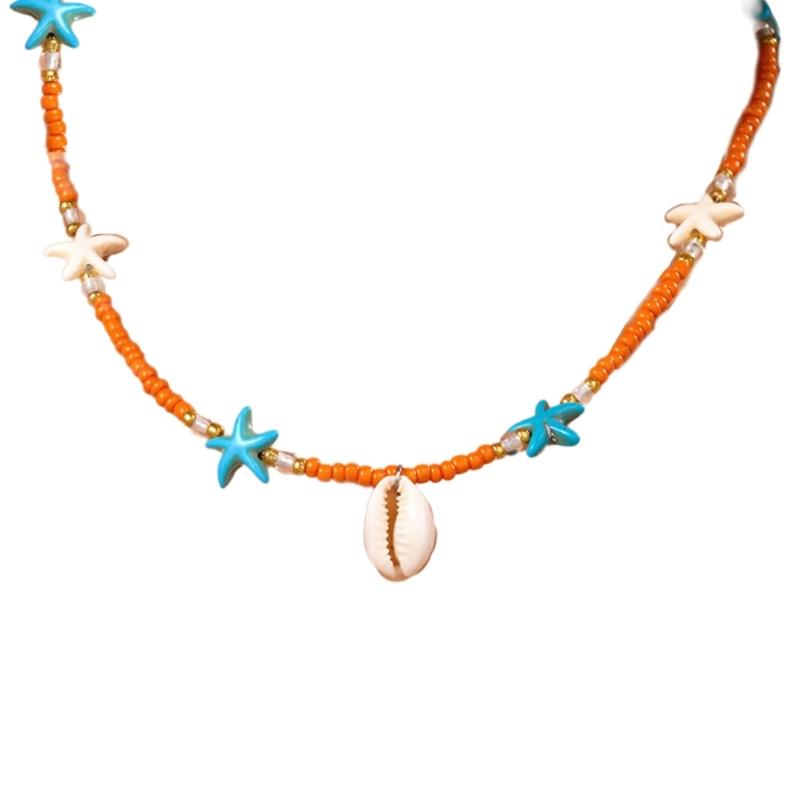 Elegant Layer Shell Necklace for Beach Outings and Everyday Fashion Statement Pieces With Adjustable Beaded Chain