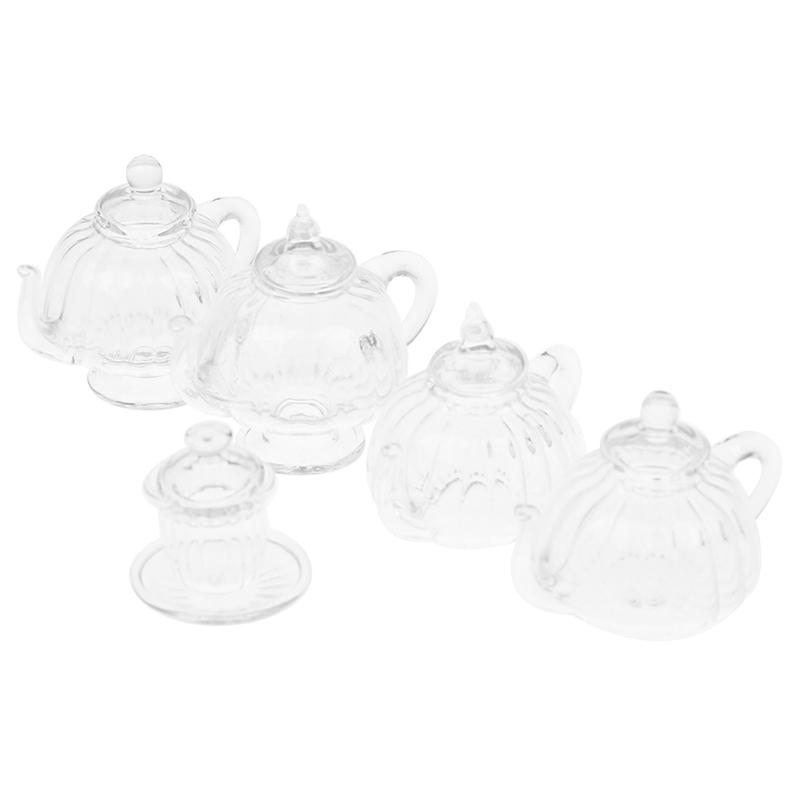 1:12 кукольных мини-стеклянных чашек с плоским дном/чайник на высоких ножках — фото 10