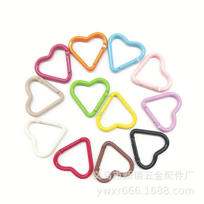 Heart-Shaped Zinc Alloy Carabiner Keychain and DIY Jewelry Accessory