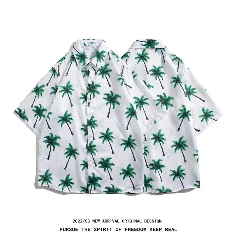 

Летняя рубашка с коротким рукавом и цветочным принтом, мужская и женская винтажная модная футболка в стиле ретро, ​​гавайская рубашка, повседневный топ с принтом, пляжная свободная рубашка для