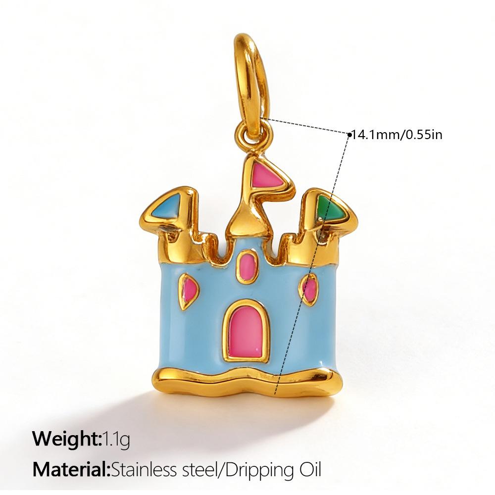 Yori 1Pc Exquisite Waterproof Castle Rocking Horse Shaped Pendant for Women Charms Golden DIY Accessories StainlessSteel Jewelry