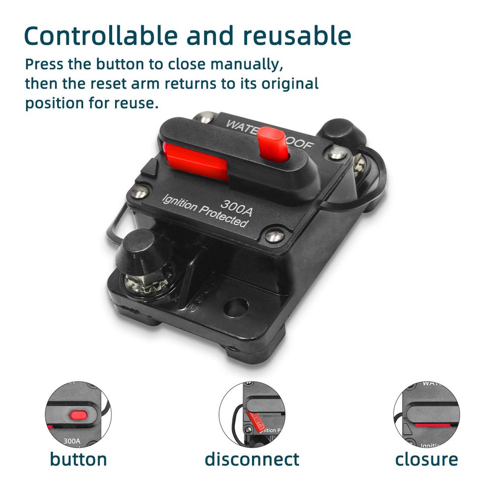 12v-48v Circuit Breaker 30a To 300a Power Protection Fuse Reset Waterproof Car Boat 300a 200a 150a 100a 50a 40a Circuit Breaker 6