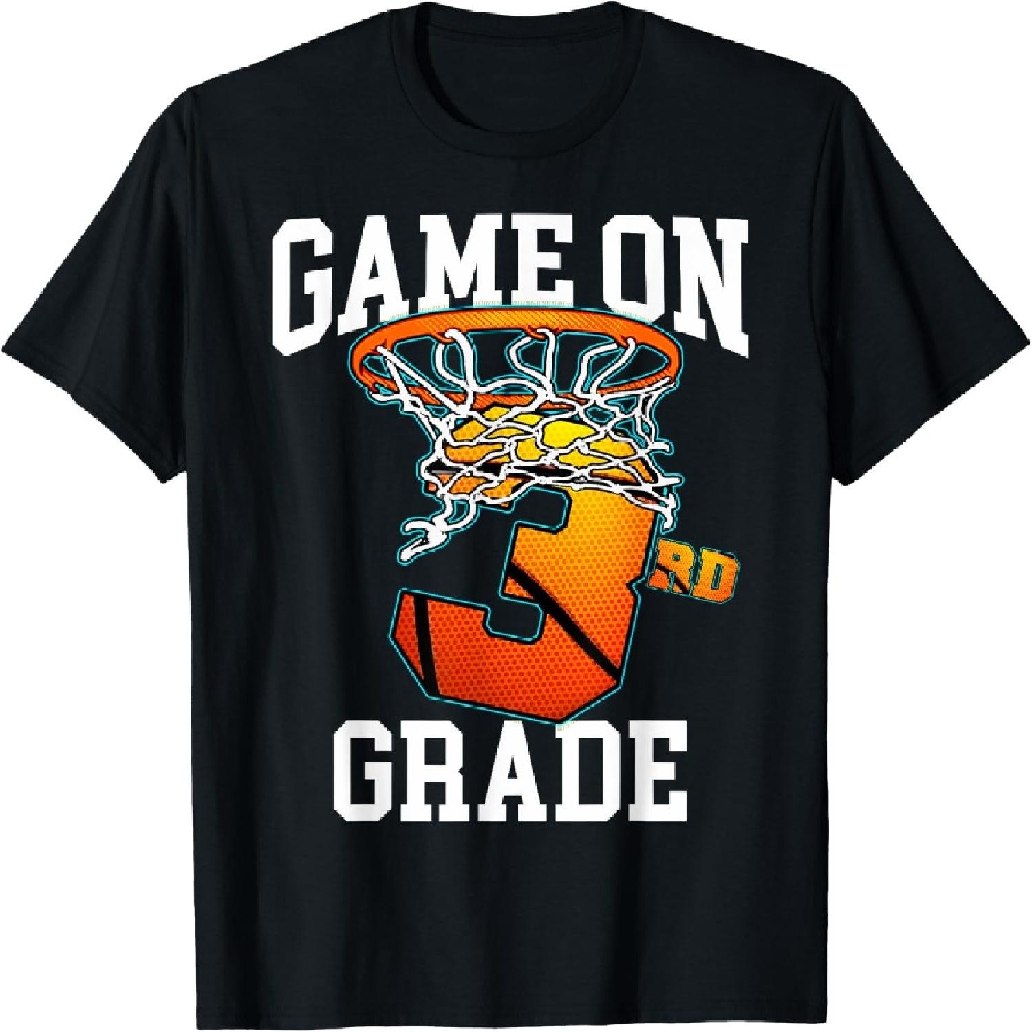Game On 3rd Grade Basketball Back To School Student Boys Kid T-Shirt S