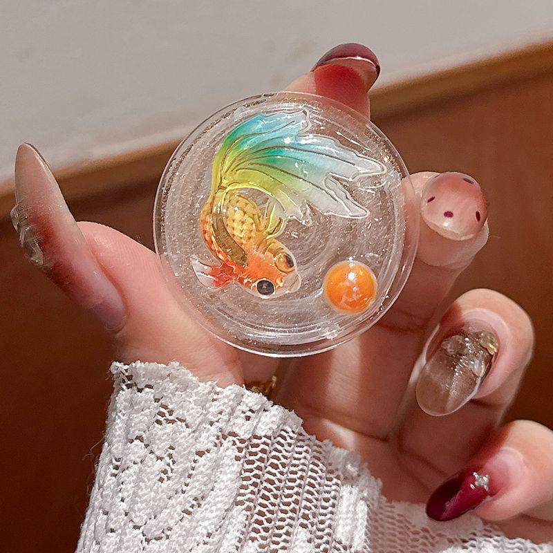 3D Goldfish Resin Retractable Desktop Stand: Custom Handheld Airbag Folding Universal Holder
