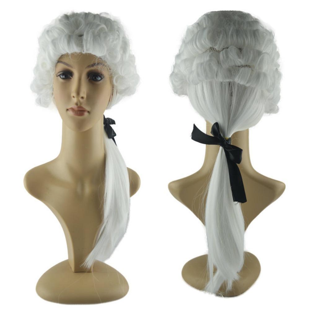 Funny Lawyer Judge Wig Long Baroque Curly Male Wigs Halloween Cosplay Wig Festival Party