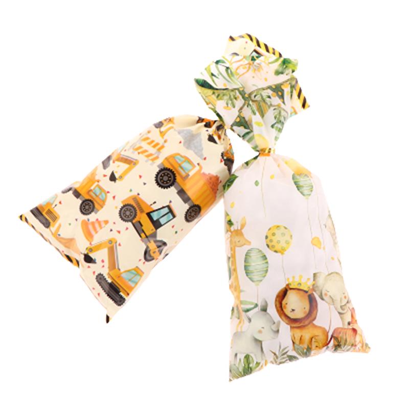 50Pcs Party Candy Bags Jungle Animals Construction Birthday Theme Gift Bags