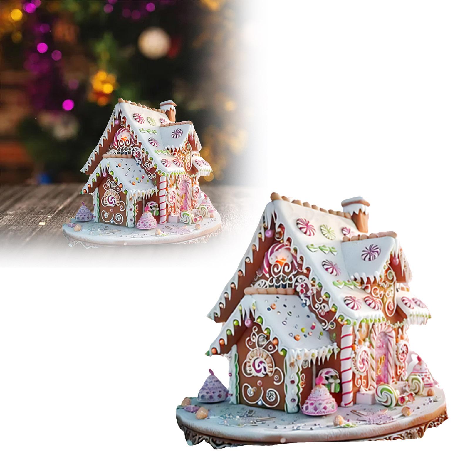 

Christmas Snowhouse Acrylic Tabletop Ornaments Family Snow Village Miniature Statue Christmas Decorations For Home Navidad Gifts One Size розовый