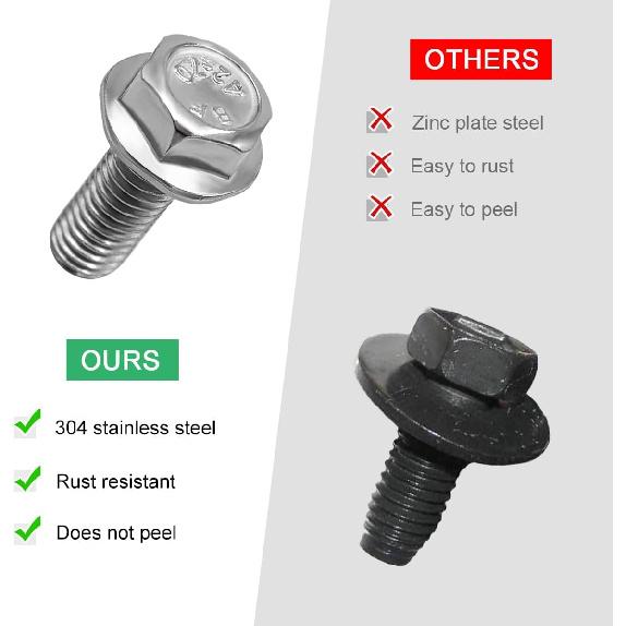 Yourkar 4 PCS Car Top Front Skid Plate Bolts, 12mm Hex Head Stainless Steel Skid Plate Bolt, Compatible with 4Runner FJ Cruiser Land Cruiser Sequoia