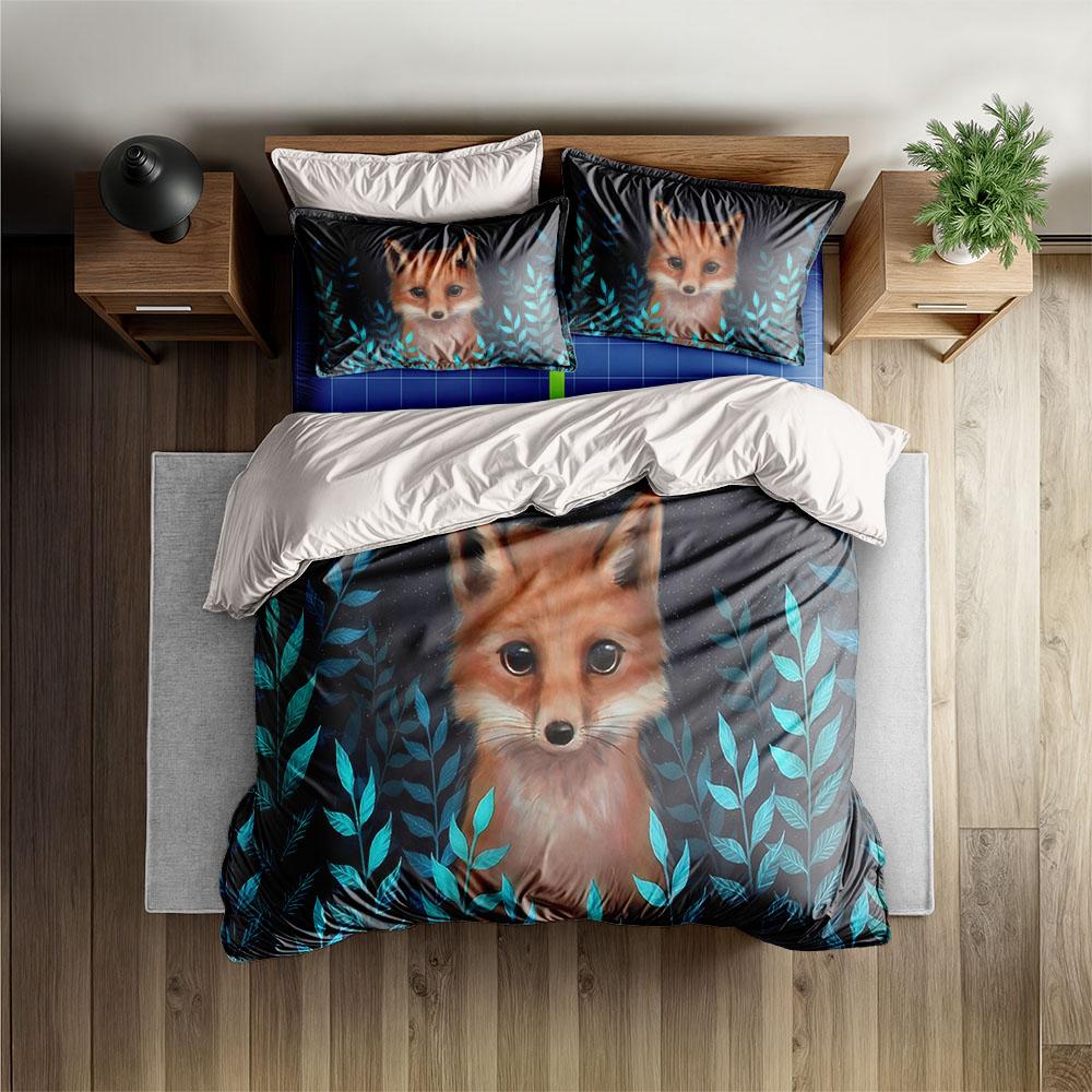 Gemblue Bushes Fox Duvet Cover Set King Queen Double Full Twin Single Size Bed Linen Set