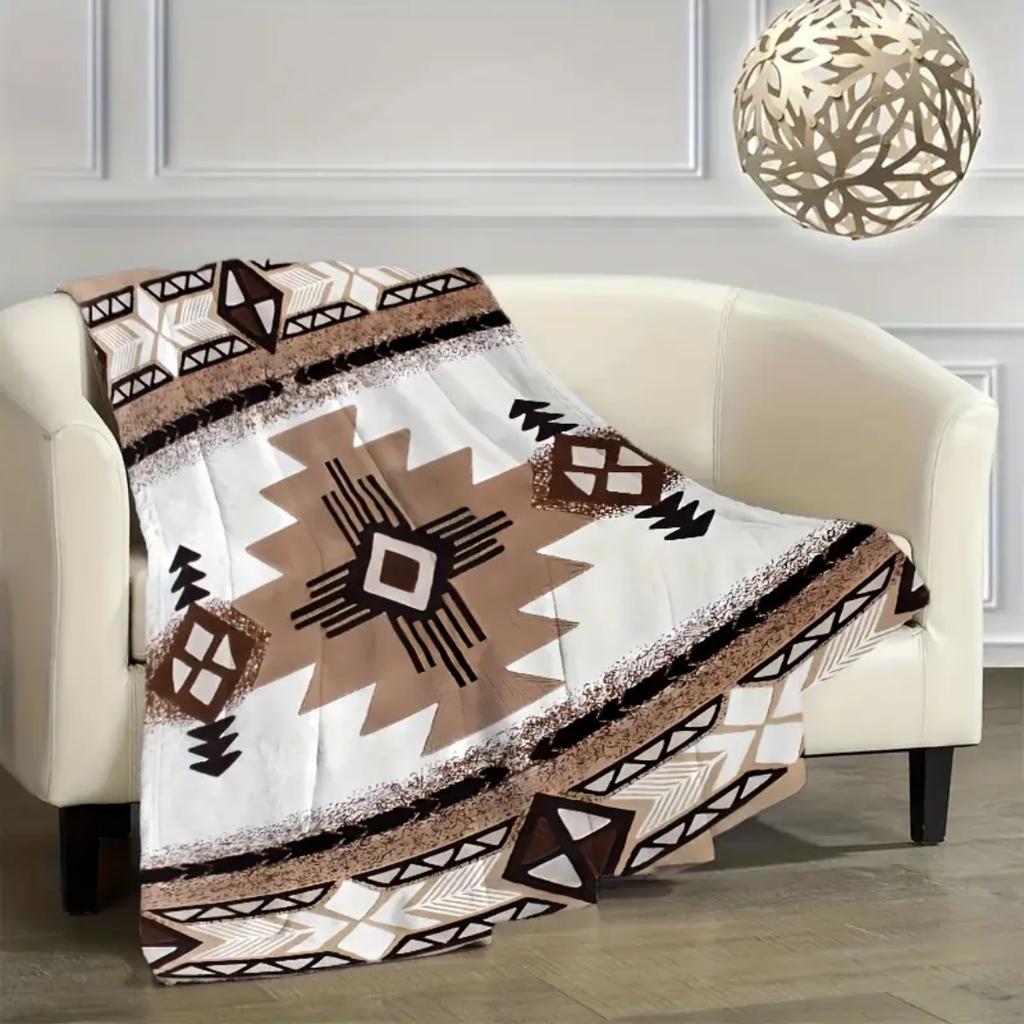 1pc Blanket Navajo Style Patterned Flannel Blanket Quality Soft Warm Throw Blanket Winter Kid Couch Bed Fluffy Bedspread for Gif