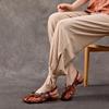 2025 summer new leather sandals women's low-heeled baotou flowers ethnic style comfortable versatile sandals casual wear
