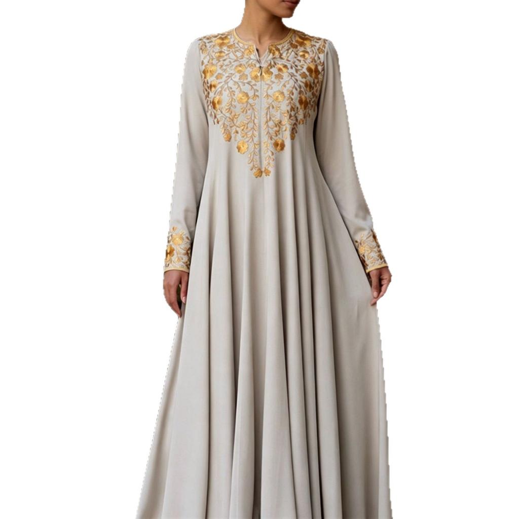 2026 Cross-border Spring New European and American Long Dress Long Sleeve Casual Simple and Elegant Style Printing Fashion Dress