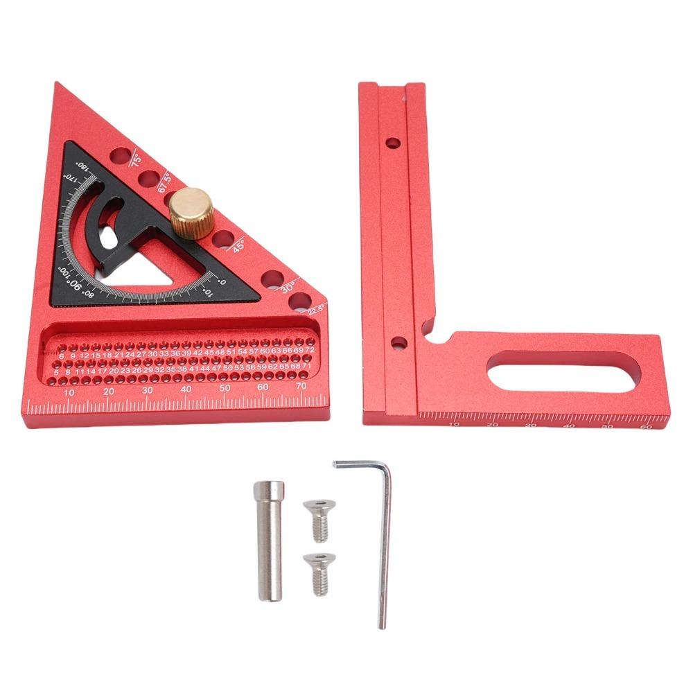 Red and Gray Multi Angle Ruler Precision Hole Scribing Drawing Line Ruler Engineering