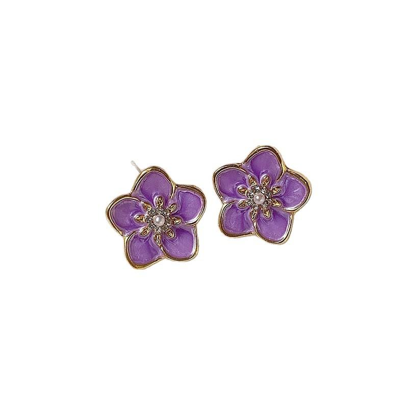 Lavender purple flower earrings light luxury high-end stud earrings 1111 new autumn and winter explosive temperament earrings