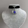 Gothic Silver Color Hollowed-out Crescent Moon Teardrop-shaped Imitation Gemstone Pendant Necklace for Women Halloween Jewelry