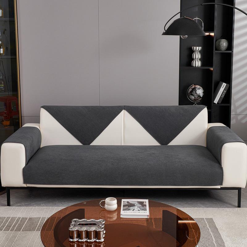 Gray Chenille Non-Slip Sofa Cushions and Backrests for All Seasons