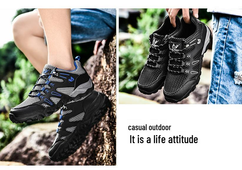 Men's Ultra-Light Mesh Breathable Hiking Shoes - Plus Size, All Seasons.