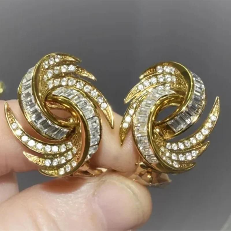 

2026 High-End Zircon Earrings for Women Eye-Catching Vortex Light Luxury Style Zircon Fashionable Accessory