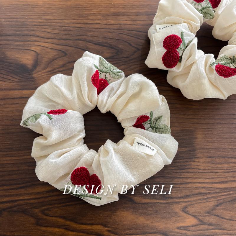 Jacquard Fruit New Scrunchie 3D Waxberry Vintage Plain Gentle French
