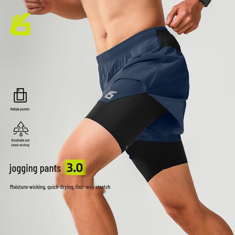

Yuebu Men s 2-in-1 Quick-Dry Running Shorts with Liner XL