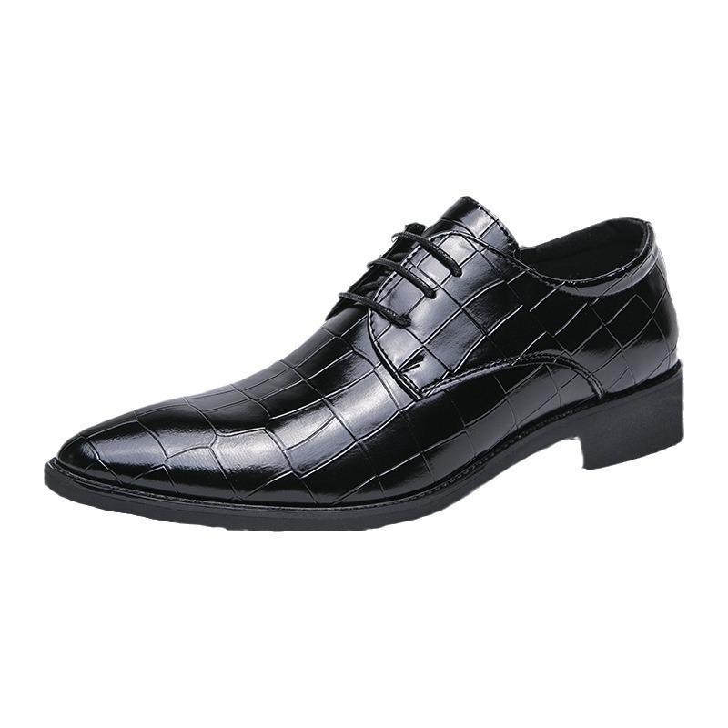 Men's Large Size Stone Pattern Leather Brogue Shoes - Formal & Casual British Style for Weddings & Business