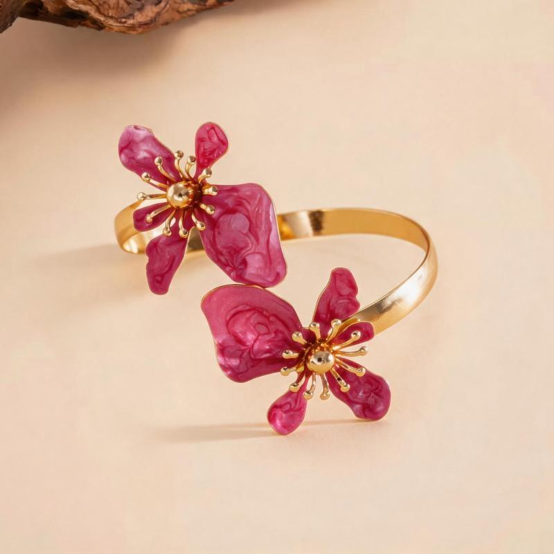 Bohemian Irregular Dripping Oil Flower Cuff Bracelets For Women Multi-Color Punk Metal Armband Open Bangles Holiday Jewelry