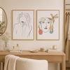 Abstract Wall Art Minimalist Line Art Female Portrait Sketch Canvas Painting Nordic Style for Bedroom Living Room Wall Decor